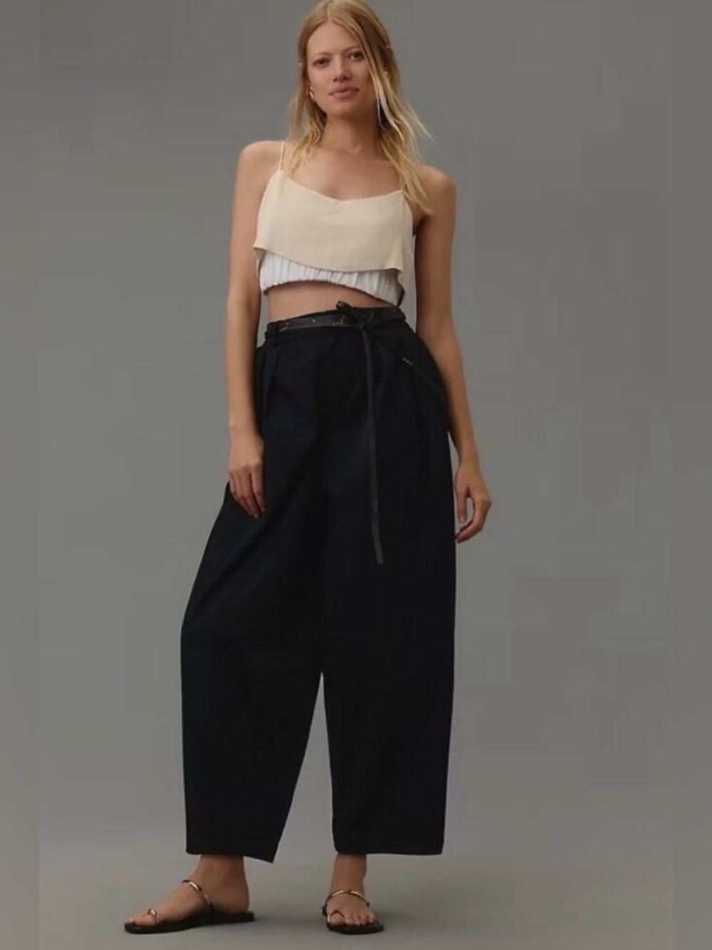 Anthropologie Maeve Curve Poplin Barrel Pants Black Size XS